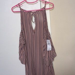 striped american eagle cold shoulder top